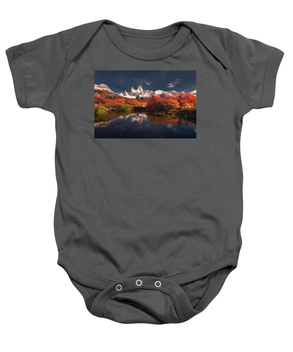 Autumn Baby Onesie featuring the photograph Autumn Reflections by Henry w Liu