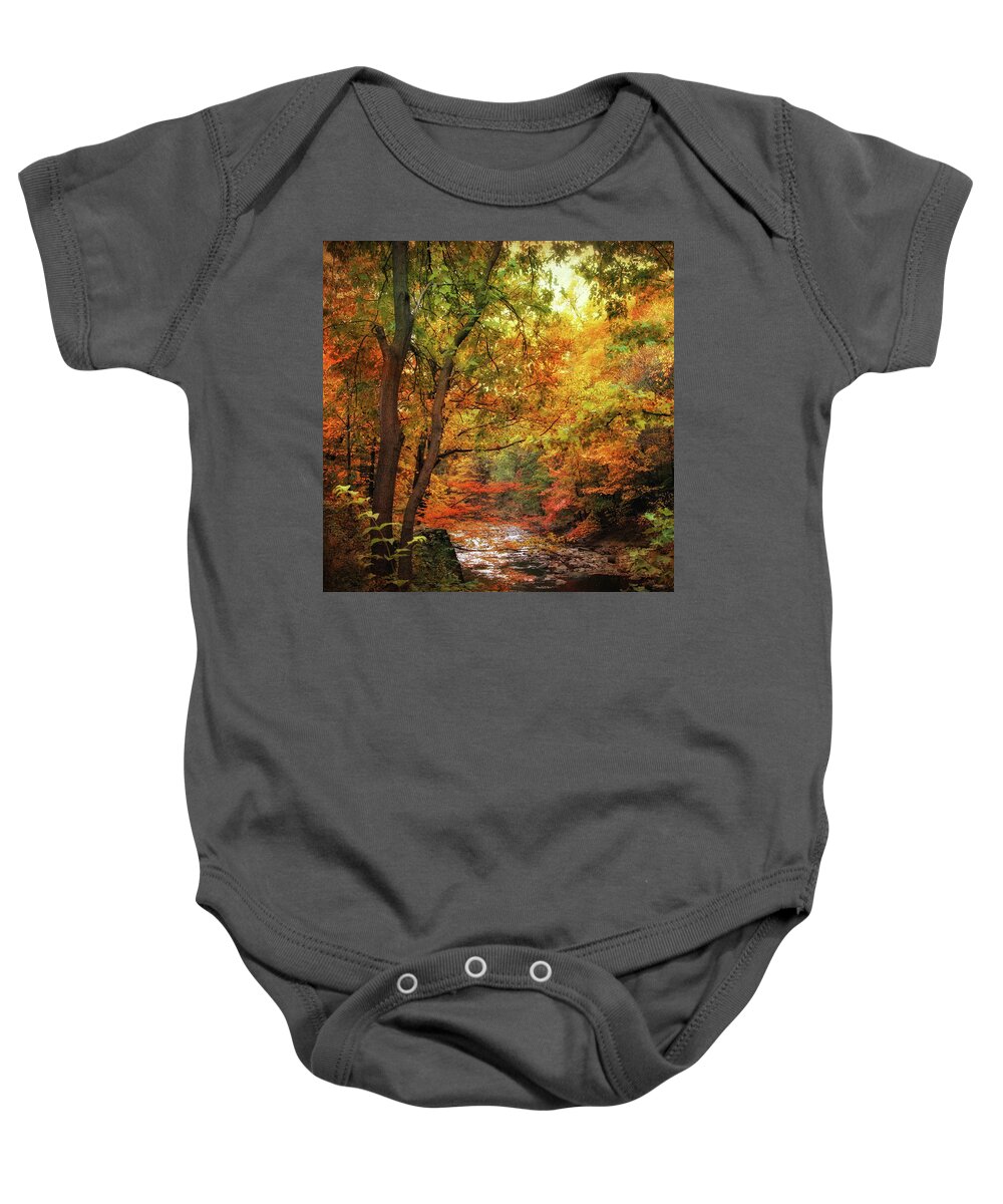 Nature Baby Onesie featuring the photograph Autumn Stream II by Jessica Jenney
