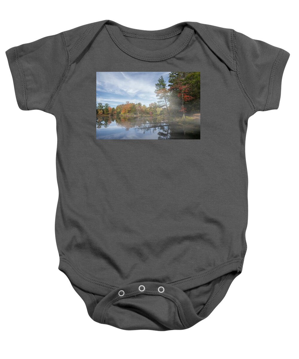 Autumn Baby Onesie featuring the photograph Autumn's Morning Fog by Sylvia Goldkranz