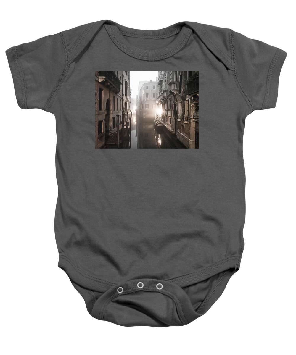 Fine Art Photo Baby Onesie featuring the photograph B0010304xW_Lights in the fog, Venice by Marco Missiaja