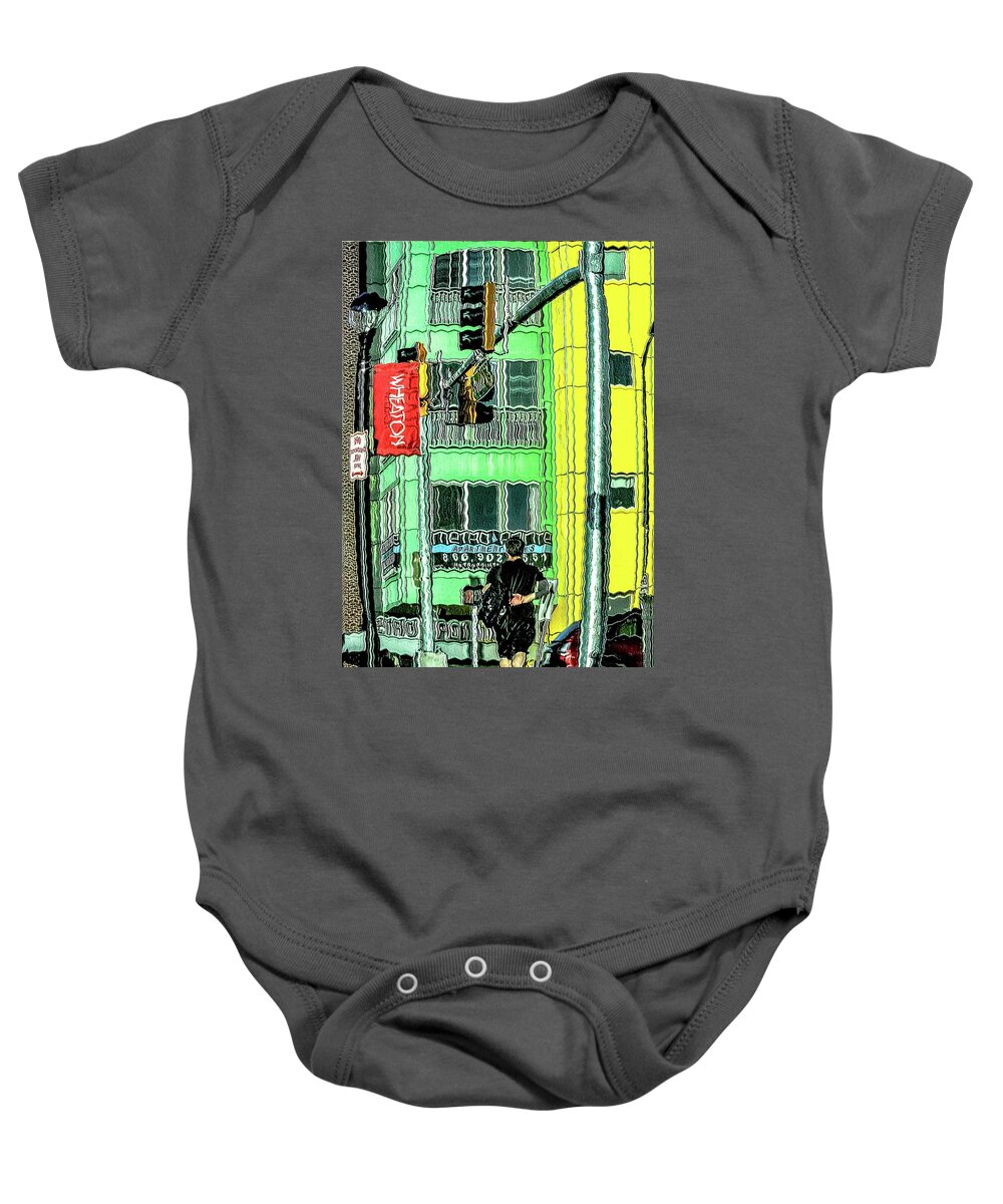 Wheaton Baby Onesie featuring the digital art Back Pain by Addison Likins