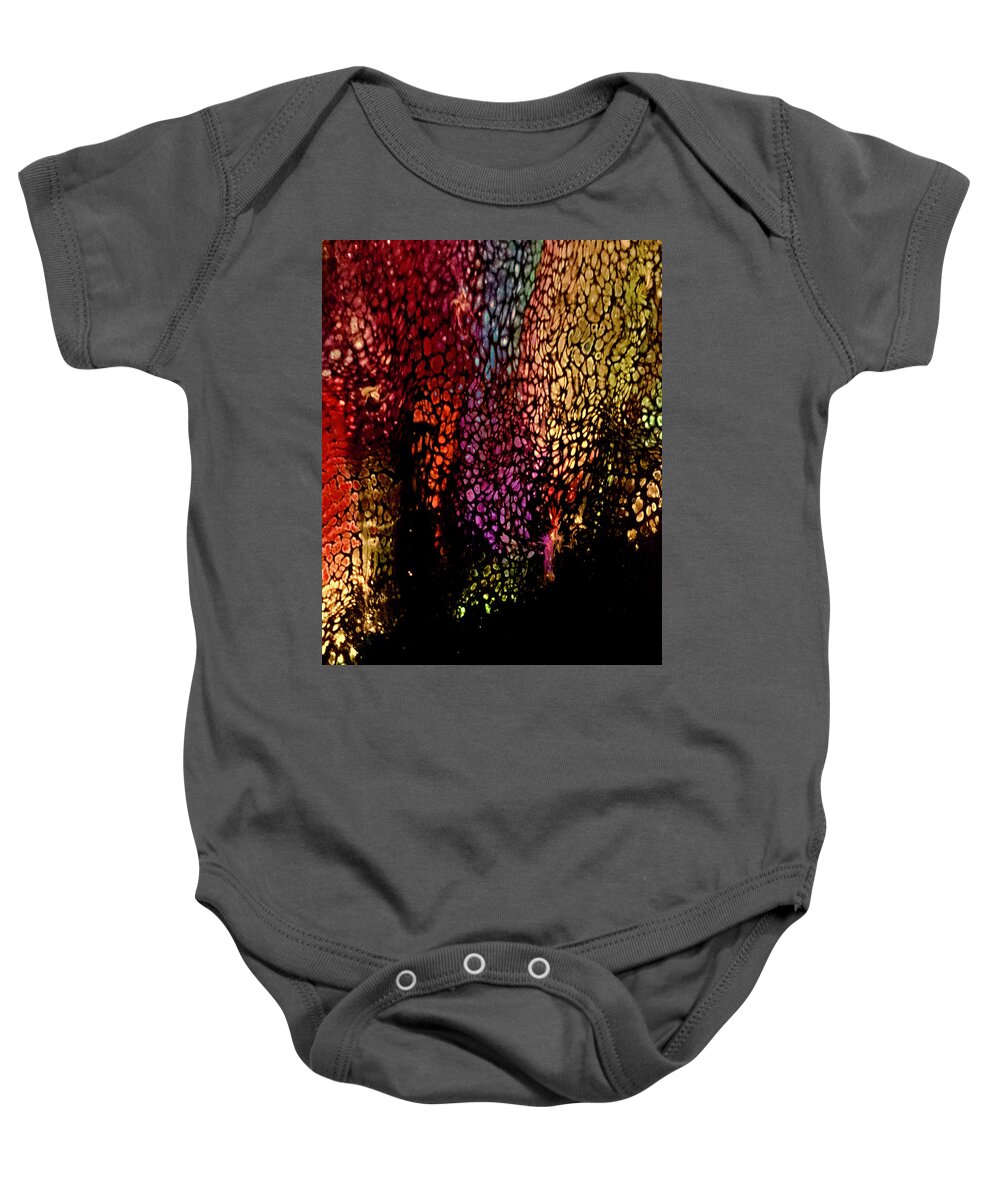 Abstract Baby Onesie featuring the painting Backlit Leaves and Monarchs by Elise Ritter
