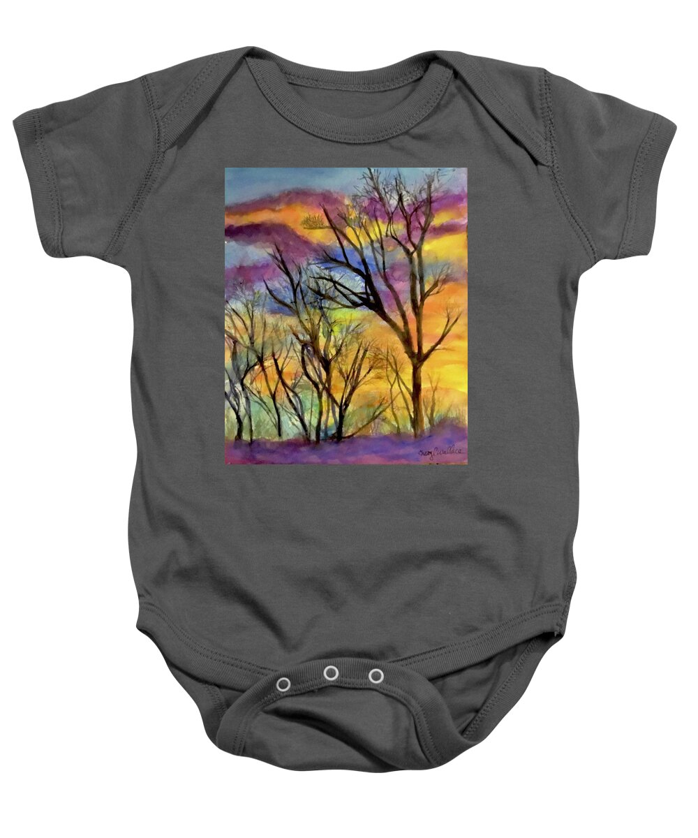 I Love When My Friends Post Photos They Have Taken And Give Me Permission To See Them Through A Different Lens. Baby Onesie featuring the painting Ballet at Sunset by Cheryl Wallace
