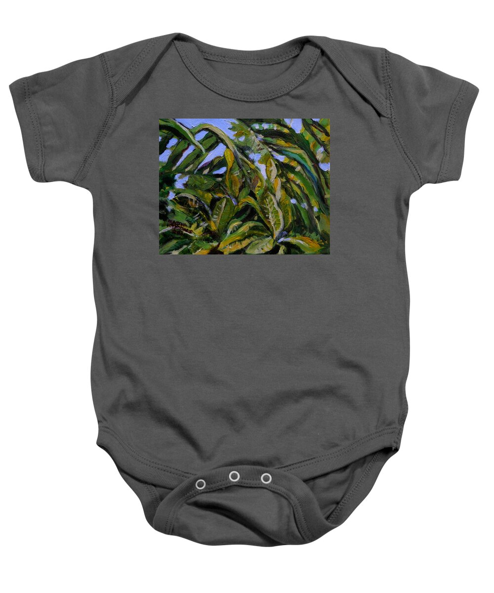 Leaves Baby Onesie featuring the painting Barbados Green by Martha Tisdale