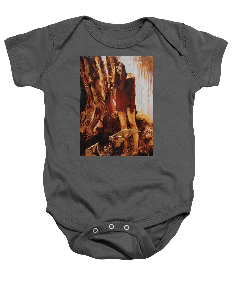 Girl Baby Onesie featuring the painting Baroness Xibalba by Sv Bell
