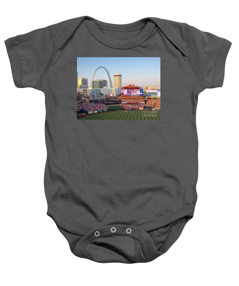 Busch Stadium St. Louis Baby Onesie featuring the photograph Baseball Heaven by Barbara Plattenburg