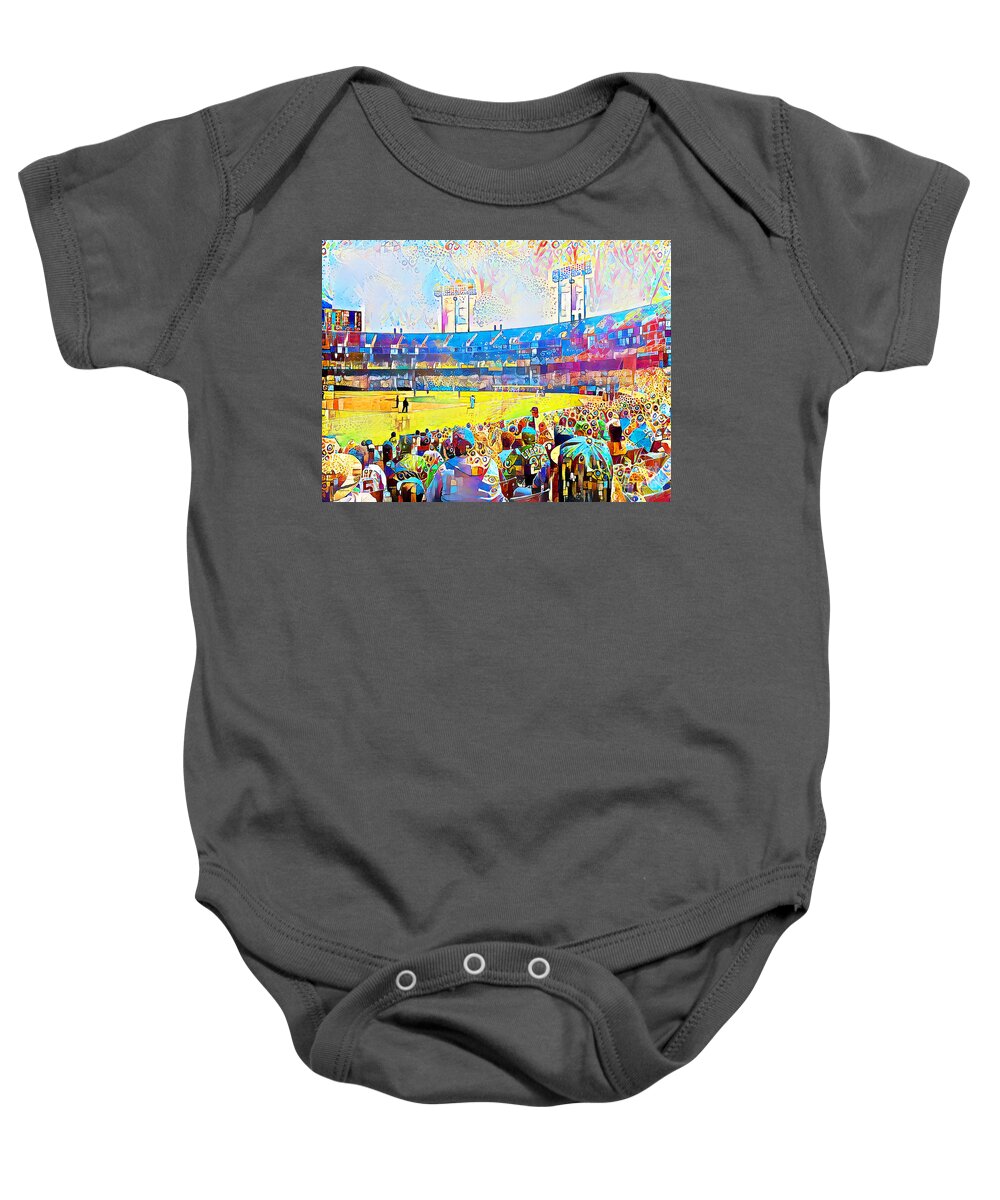 Wingsdomain Baby Onesie featuring the photograph Baseball The All American Pastime in Contemporary Vibrant Color Motif 20200428 by Wingsdomain Art and Photography