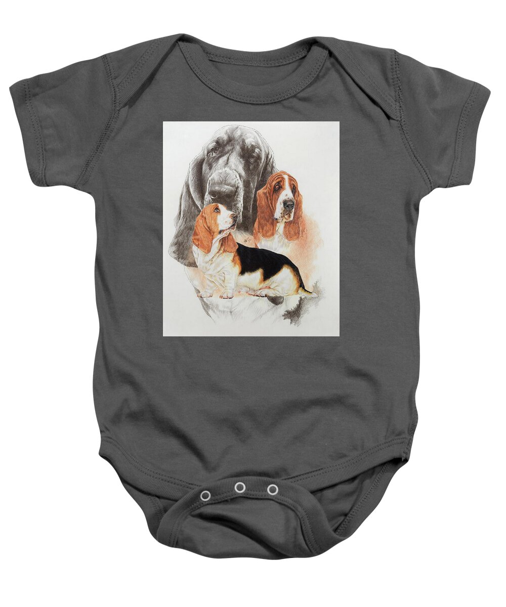 Hound Group Baby Onesie featuring the mixed media Basset Hound Revamp by Barbara Keith