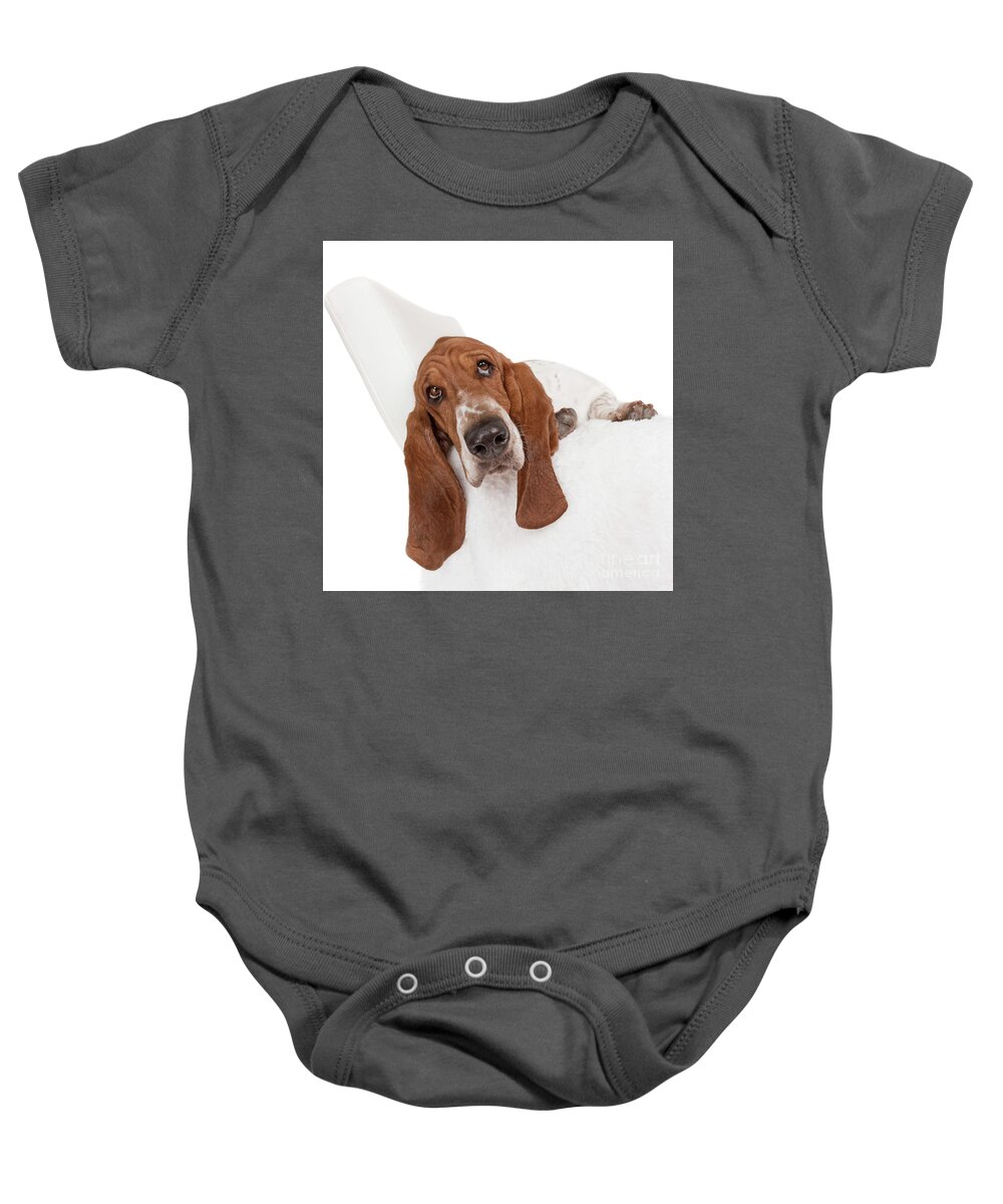 Dog Baby Onesie featuring the photograph Basset Joy by Renee Spade Photography