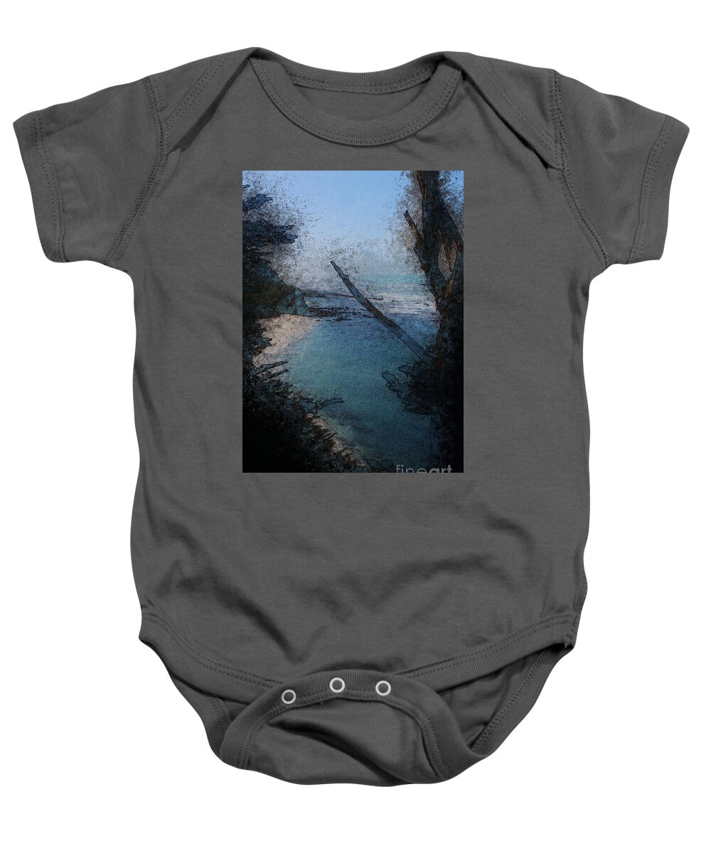 Beach Baby Onesie featuring the photograph Beach and Trees by Katherine Erickson