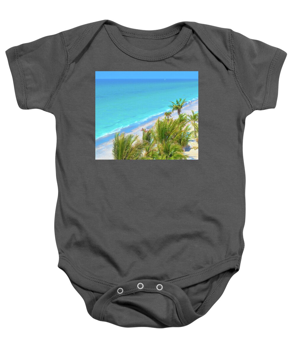 Palm Trees Baby Onesie featuring the photograph Beach Day, Yes by Alison Belsan Horton