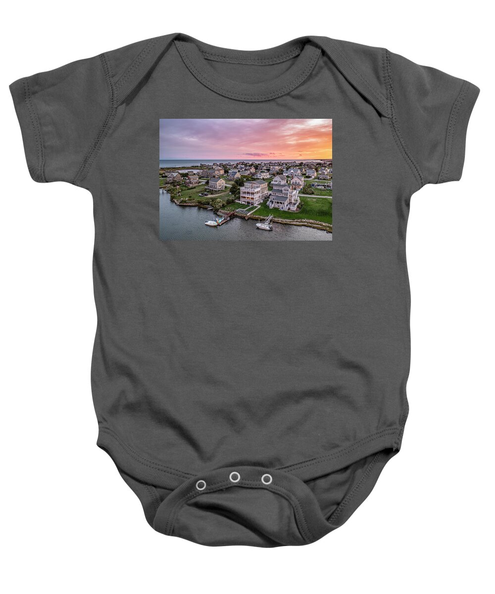 Peninsula Road Baby Onesie featuring the photograph Beach House Days by Veterans Aerial Media LLC