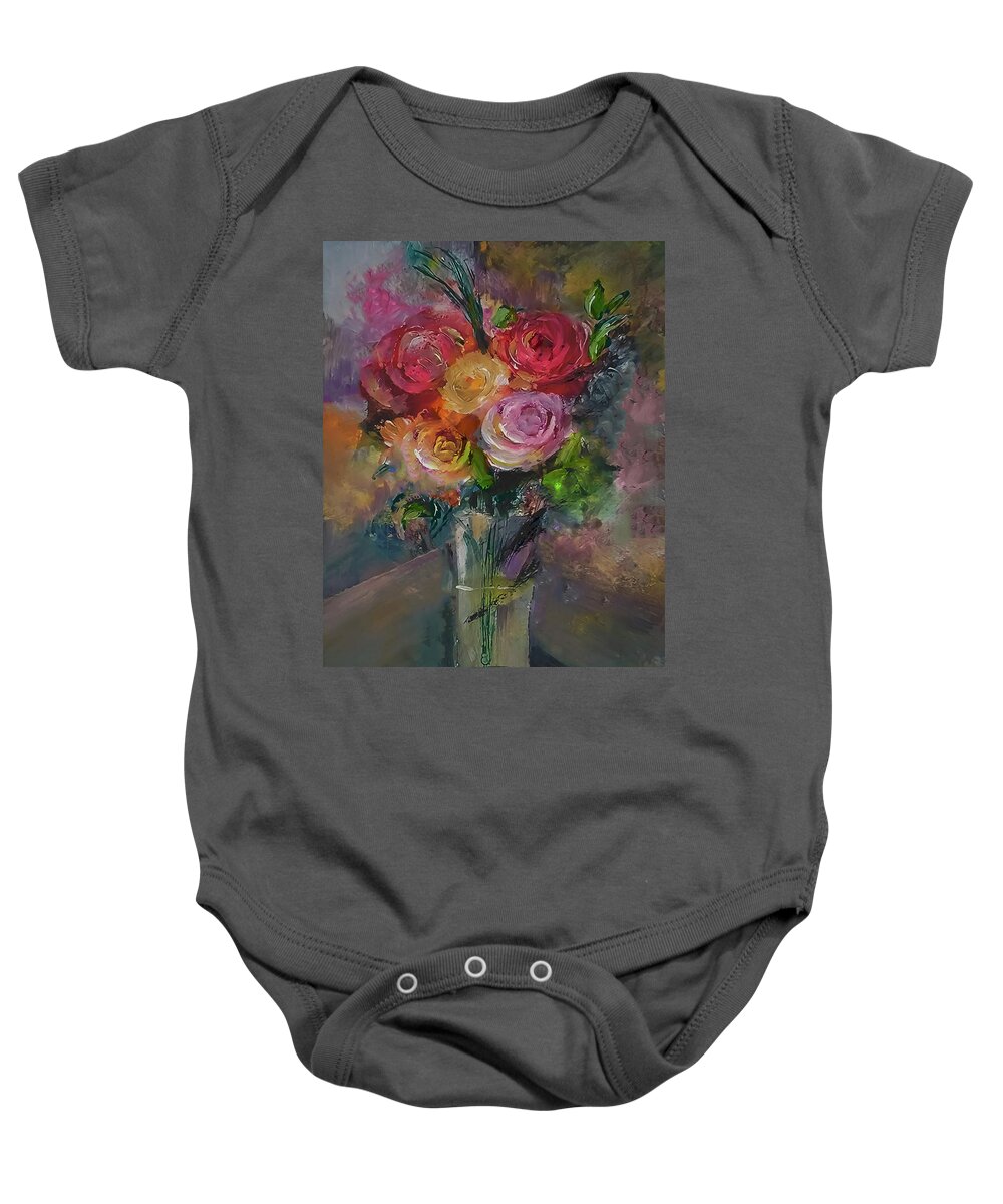 Beautiful Baby Onesie featuring the painting Beautiful Fresh Cut Bouquet by Lisa Kaiser