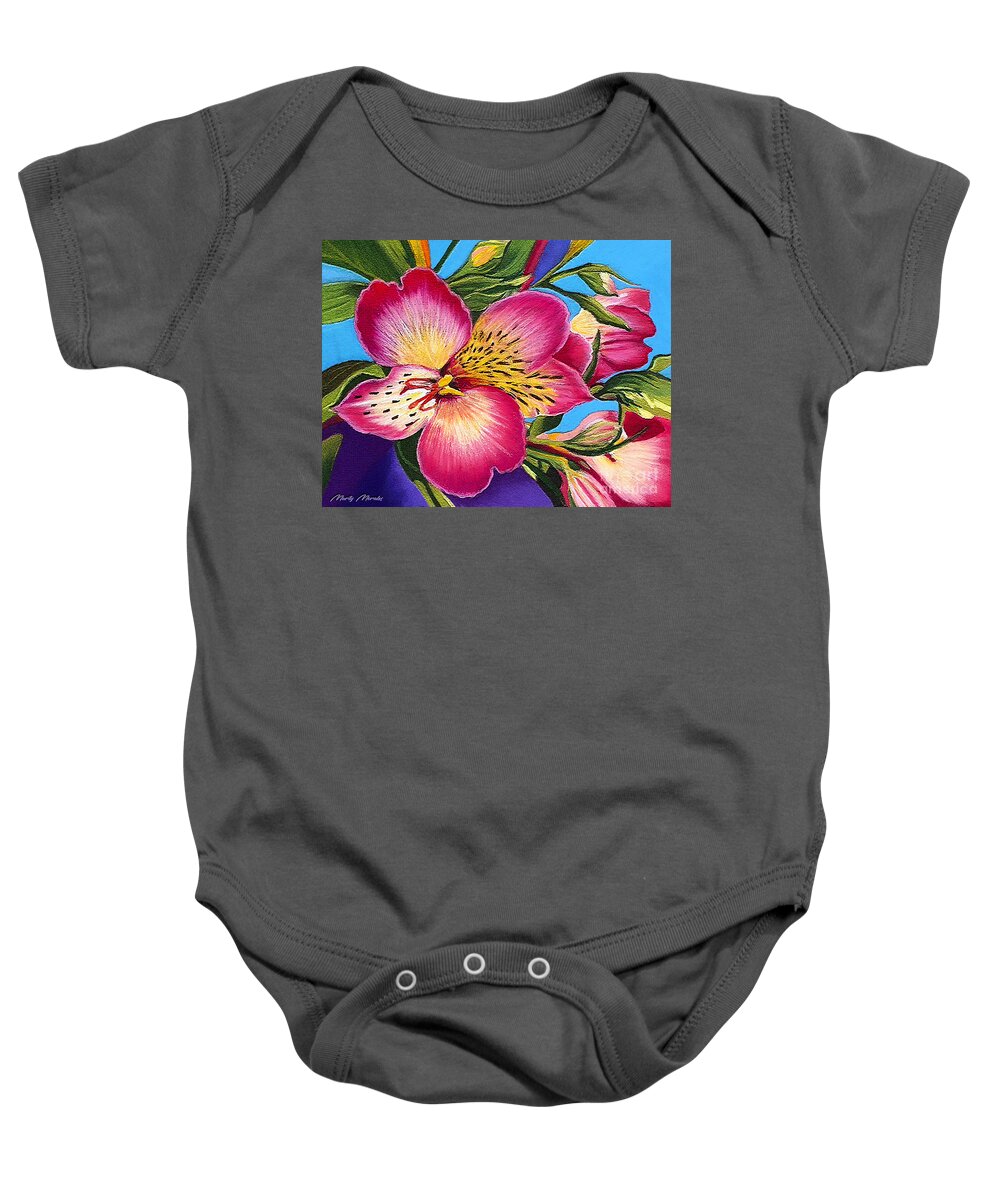 Blue Baby Onesie featuring the painting Beautiful Pink by Marty's Royal Art
