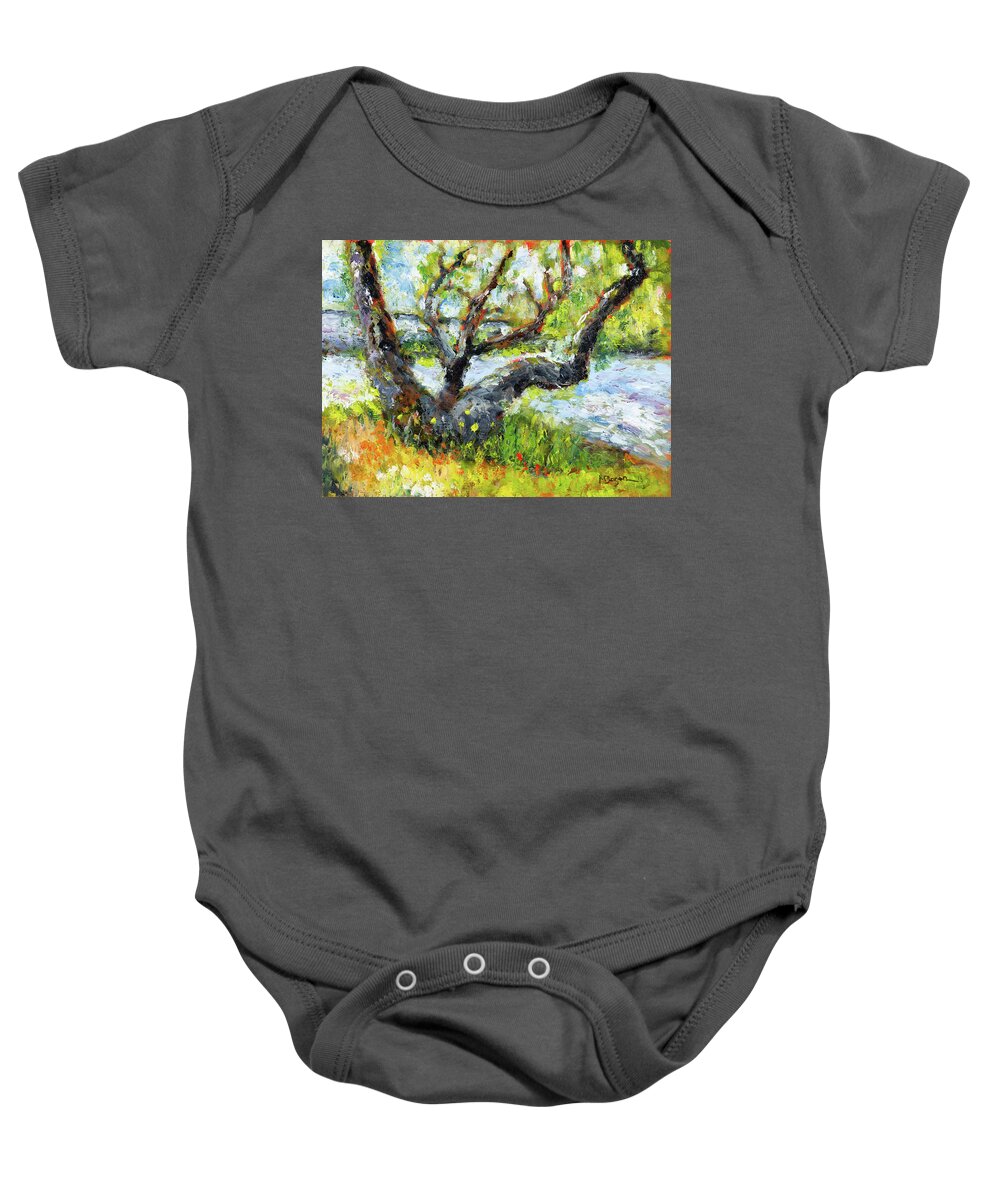 Ona Beach Baby Onesie featuring the painting Beaver Creek at Ona Beach by Mike Bergen
