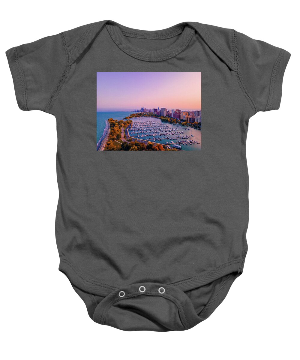 Chicago Baby Onesie featuring the photograph Belmont Harbor - Fall by Bobby K
