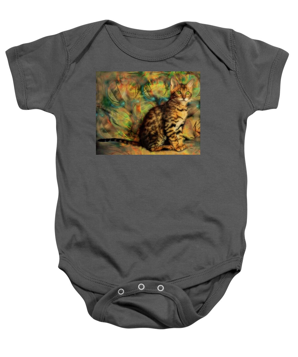 Bengal Kitten Baby Onesie featuring the digital art Bengal Kitten by Studio B Prints