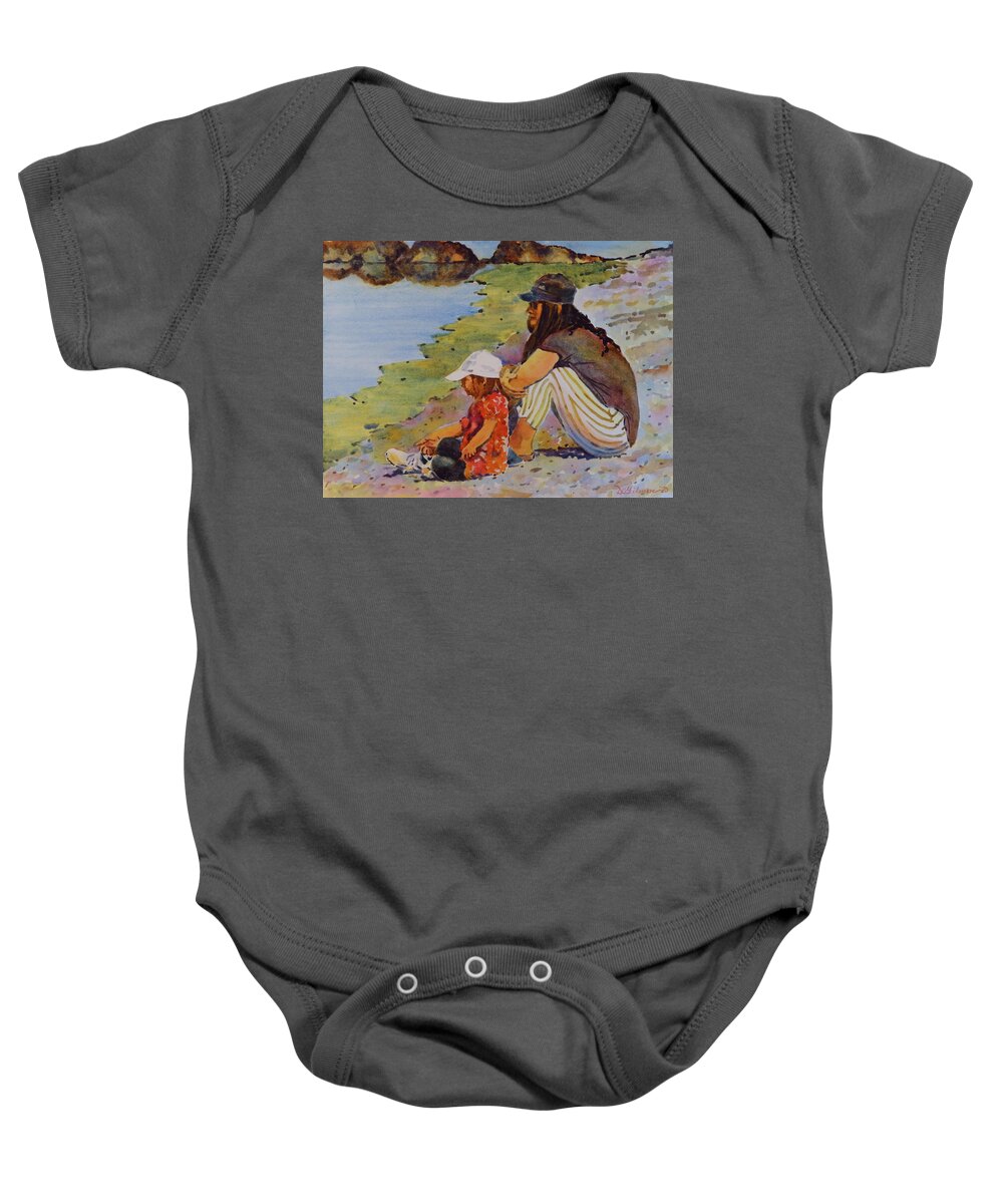 Landscape Baby Onesie featuring the painting Beside Still Waters by David Gilmore