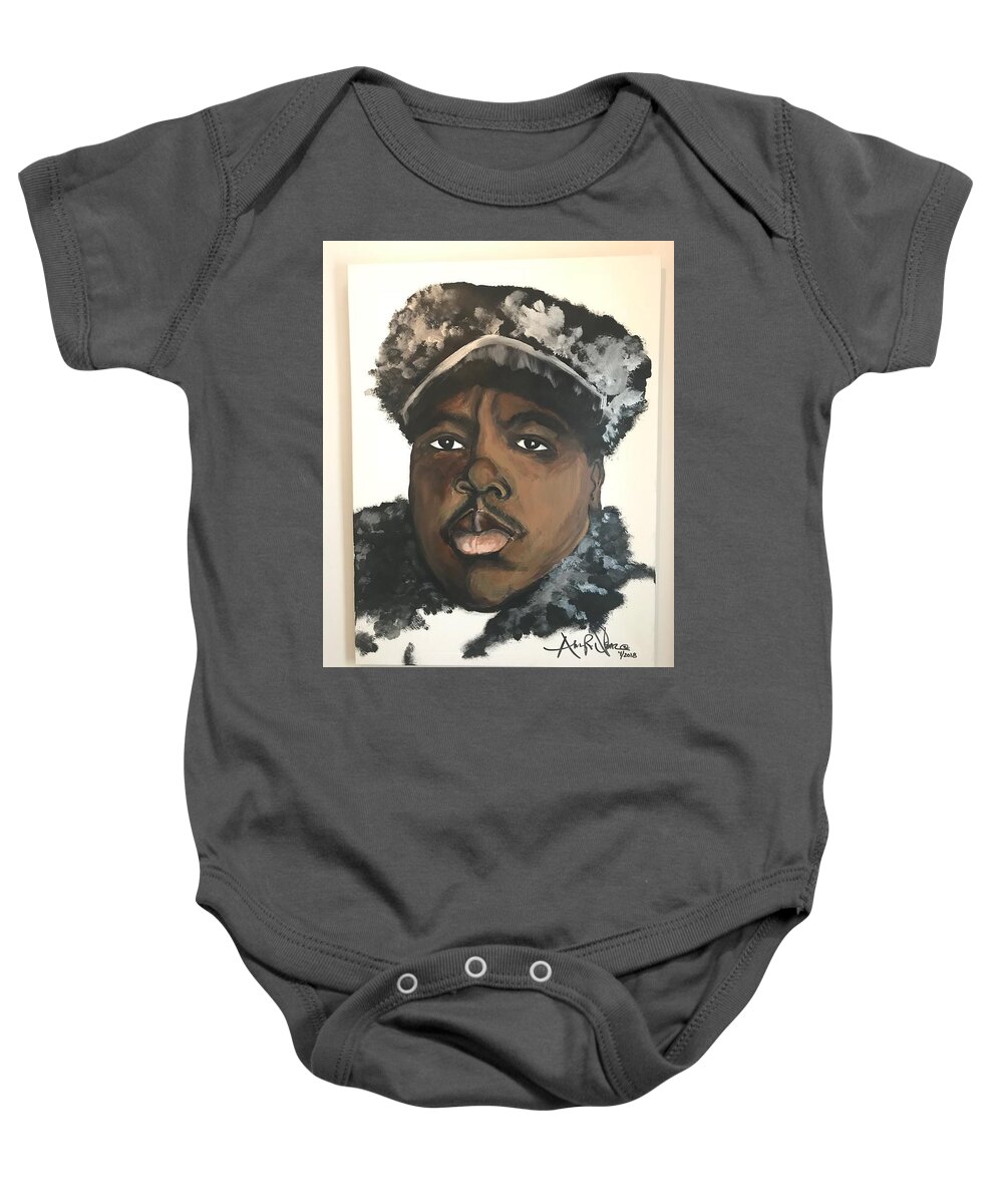  Baby Onesie featuring the painting Biggie by Angie ONeal