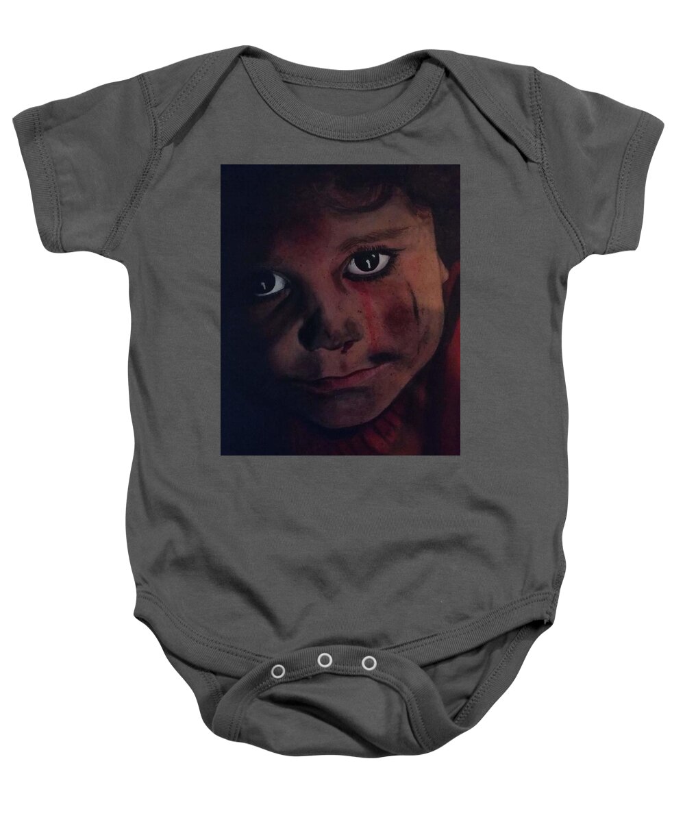 Children Baby Onesie featuring the painting Birds Or Bombs by Cassy Allsworth