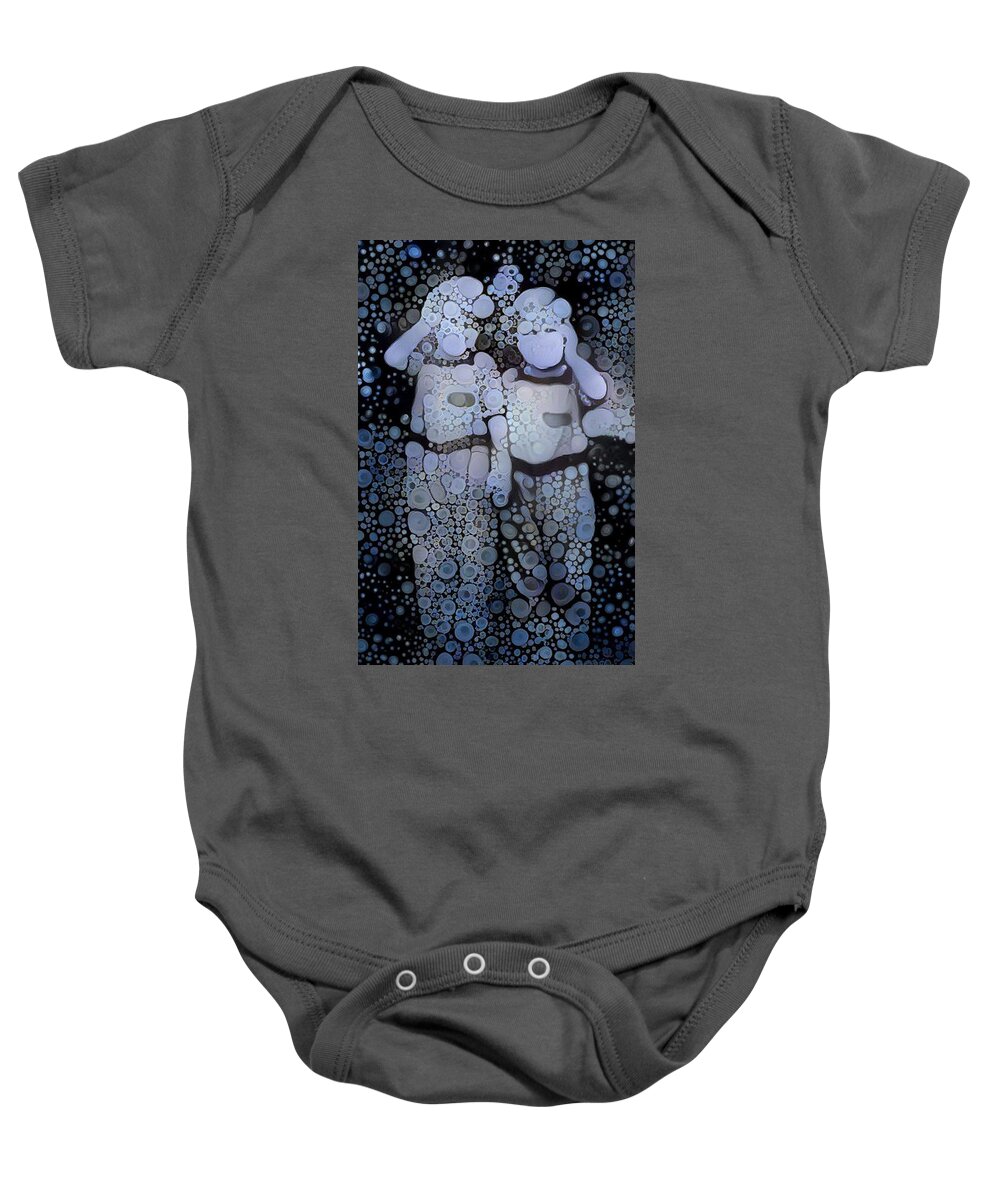 Buys Baby Onesie featuring the digital art Black and Blue by Matthew Lazure