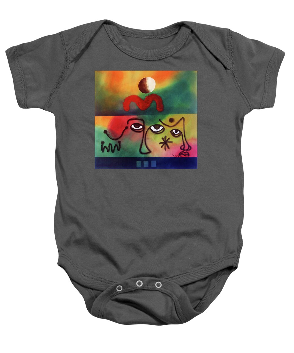 African Art Baby Onesie featuring the painting Black Son Rising by Winston Saoli