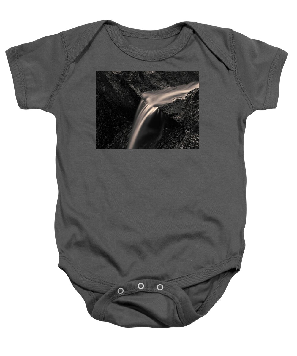 Black And White Baby Onesie featuring the photograph Blackstone River LI Toned by David Gordon