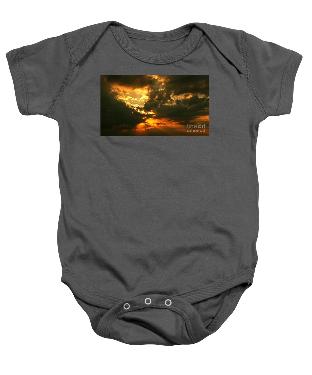 Fototaker Baby Onesie featuring the photograph Blazing Sunset by fototaker Tony