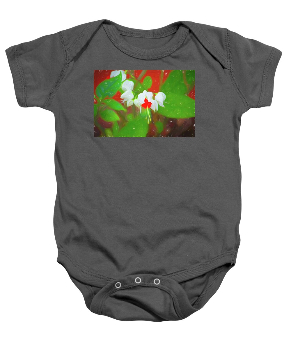 Bleeding Heart Floral Baby Onesie featuring the photograph Bleeding Heart Floral Liquid Lines by Aimee L Maher ALM GALLERY