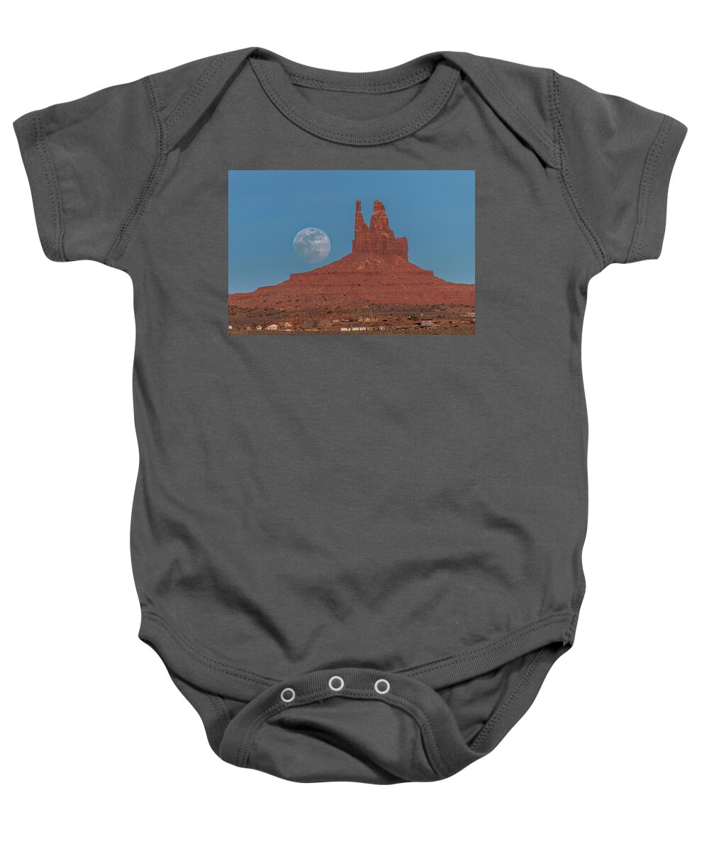 © 2017 Lou Novick All Rights Reversed Baby Onesie featuring the photograph Blue moon over Big Indian by Lou Novick