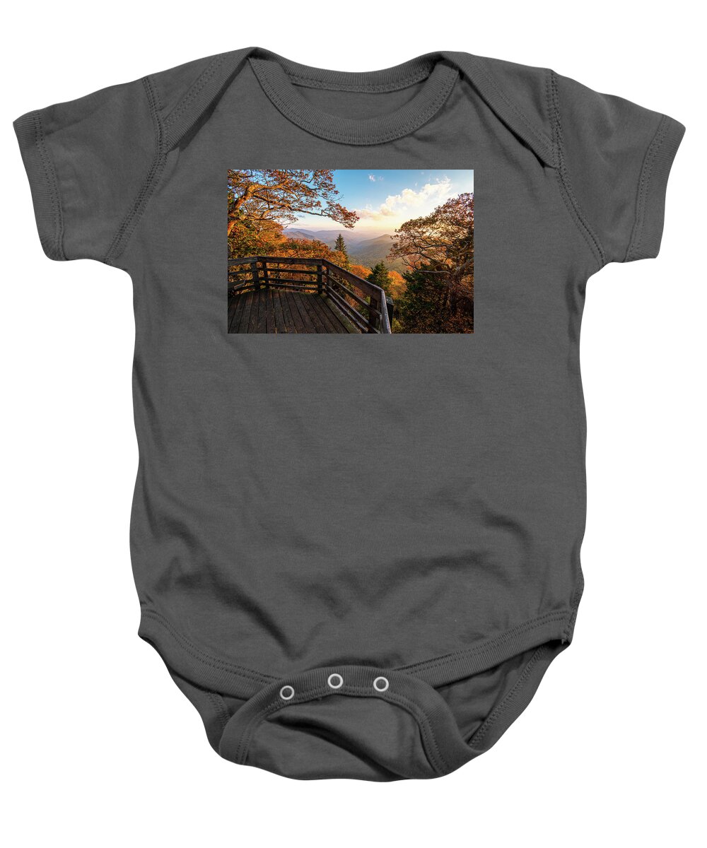 Landscape Baby Onesie featuring the photograph Blue Ridge Parkway North Carolina Autumn Pastels by Robert Stephens