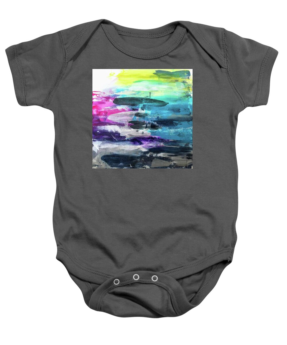 Abstract Baby Onesie featuring the painting Blurred Lines by Eric Fischer