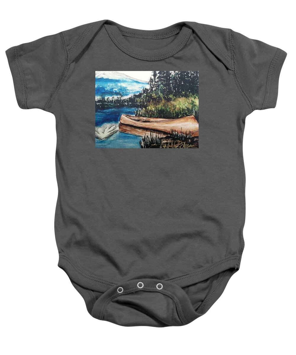  Baby Onesie featuring the painting Boat by Angie ONeal