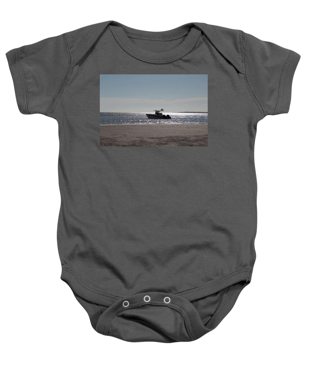 Boat Baby Onesie featuring the photograph Boat Off Sand Dollar Island by Carolyn Ricks