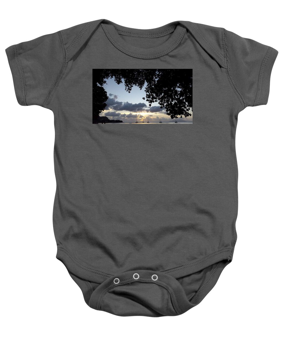 All Baby Onesie featuring the digital art Boats Coming Home in Seychelles KN15 by Art Inspirity