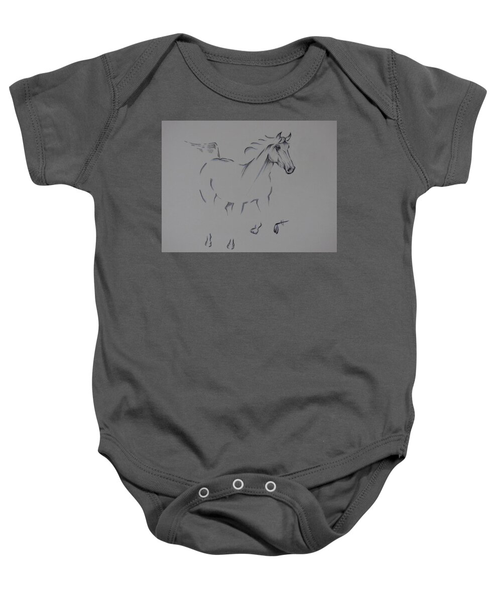 Horse Baby Onesie featuring the painting Born a Champion by Kem Himelright