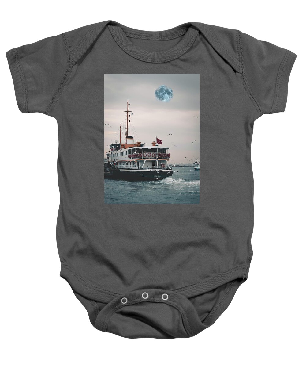 Bosphorous Travel Poster By Ahmet Asar Baby Onesie featuring the painting Bosphorous Travel Poster by Ahmet Asar by Celestial Images