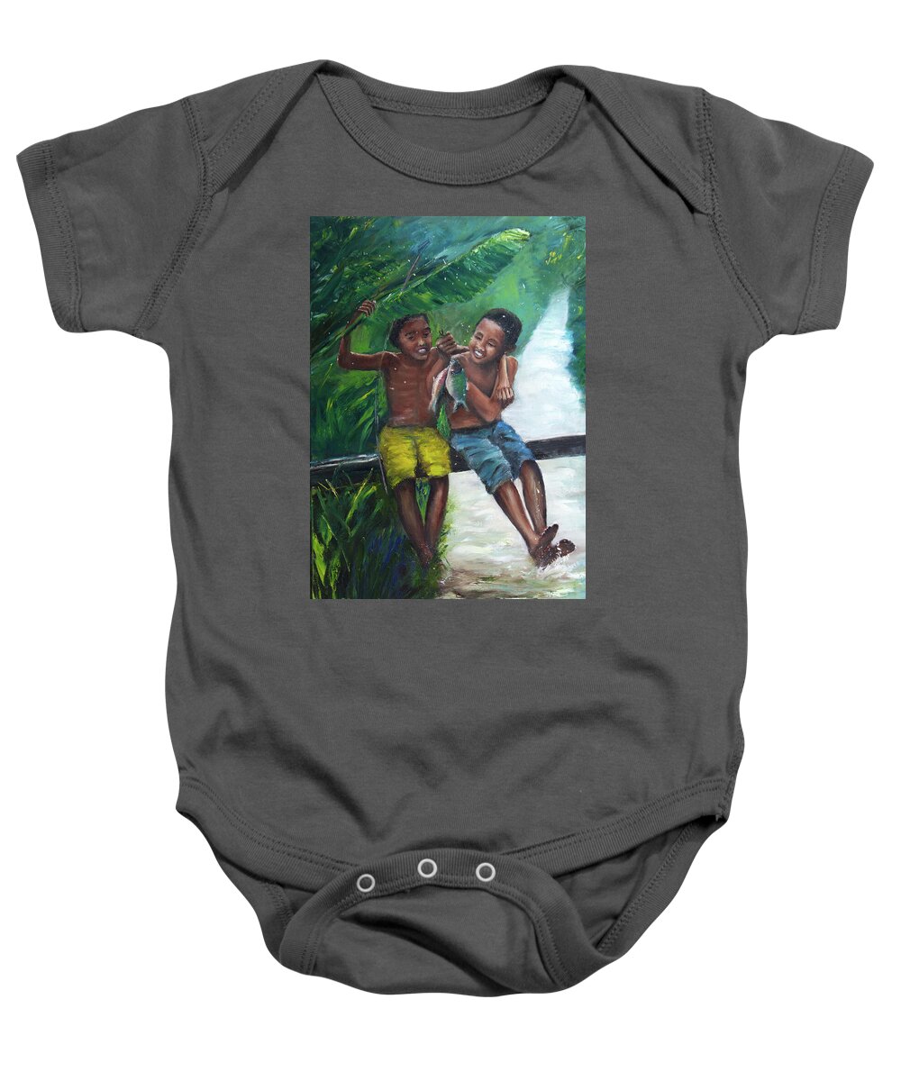 Vietnam Baby Onesie featuring the painting Boyhood by Evelyn Snyder