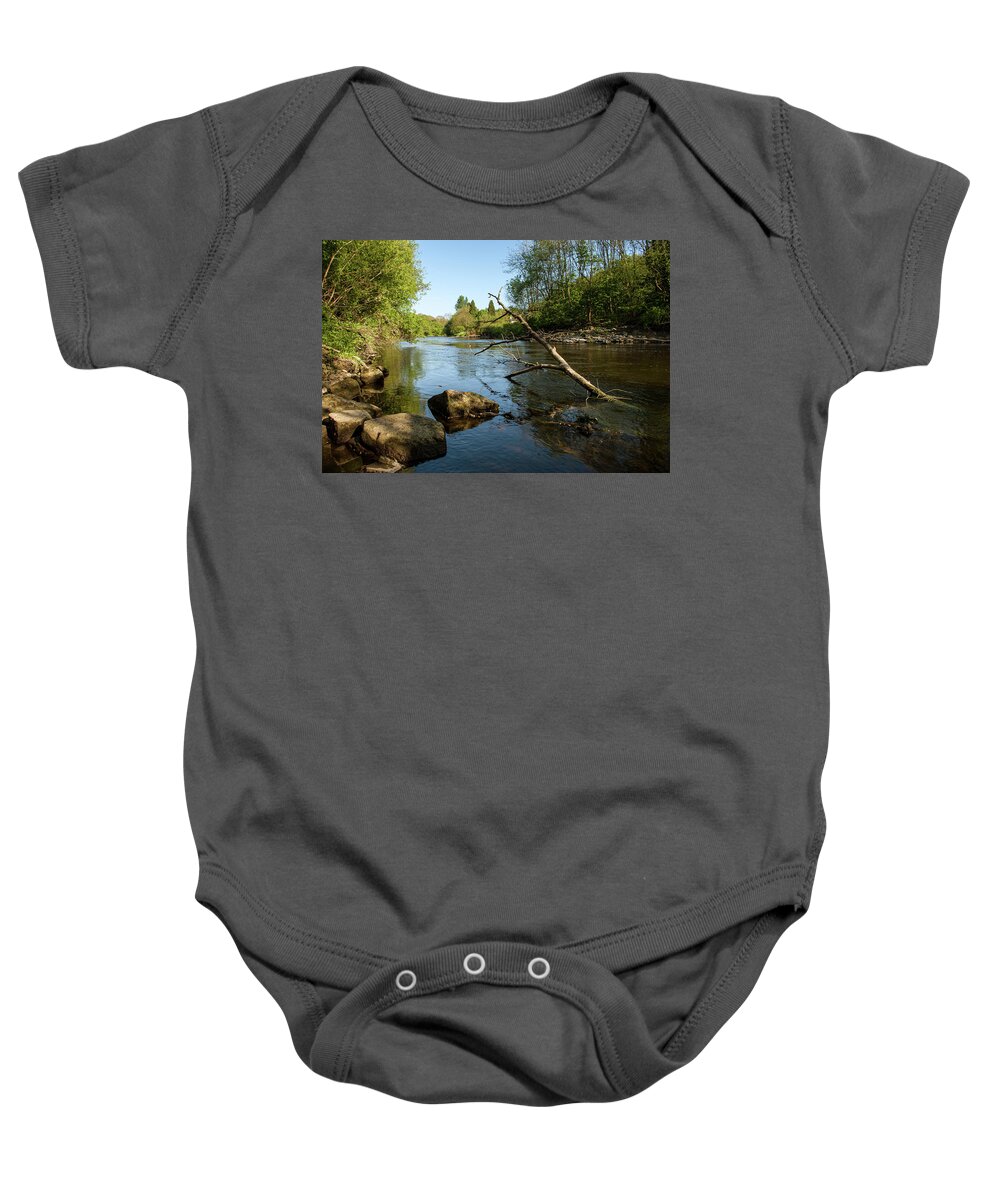 Branch Baby Onesie featuring the photograph Branch in the river by Average Images