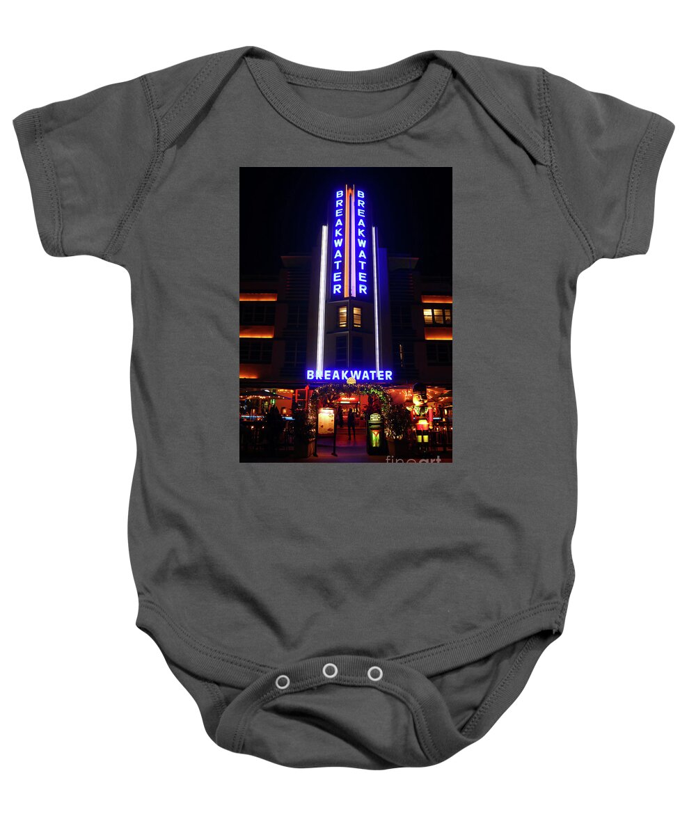 1920s Baby Onesie featuring the photograph Breakwater Hotel - Art Deco District - Miami Beach by Doc Braham