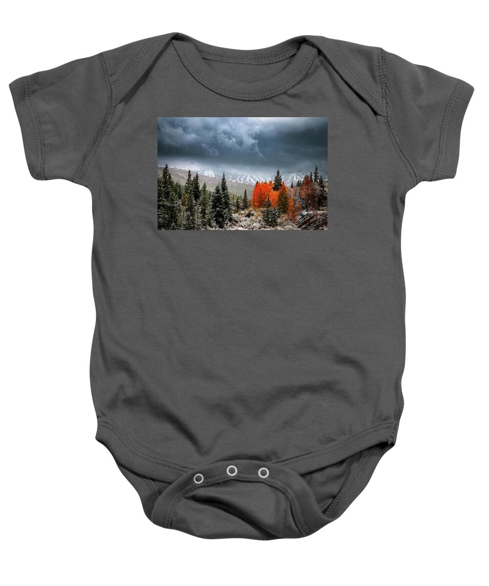 Breckenridge Blues Baby Onesie featuring the photograph Breckekenridge Blues by Bitter Buffalo Photography