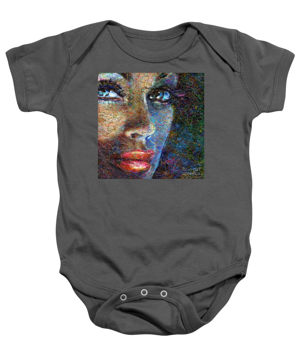 Angie Braun Baby Onesie featuring the painting Brilliant Eyes Pop by Angie Braun