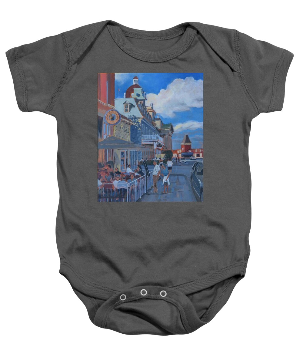 Canada Baby Onesie featuring the painting Browsing at Wooden Heads Restaurant by David Gilmore