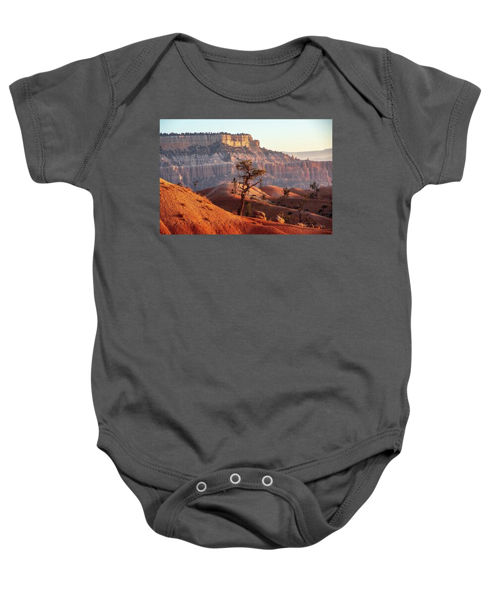 Beauty In Nature Baby Onesie featuring the photograph Bryce Canyon Sunrise Tree by Nathan Wasylewski