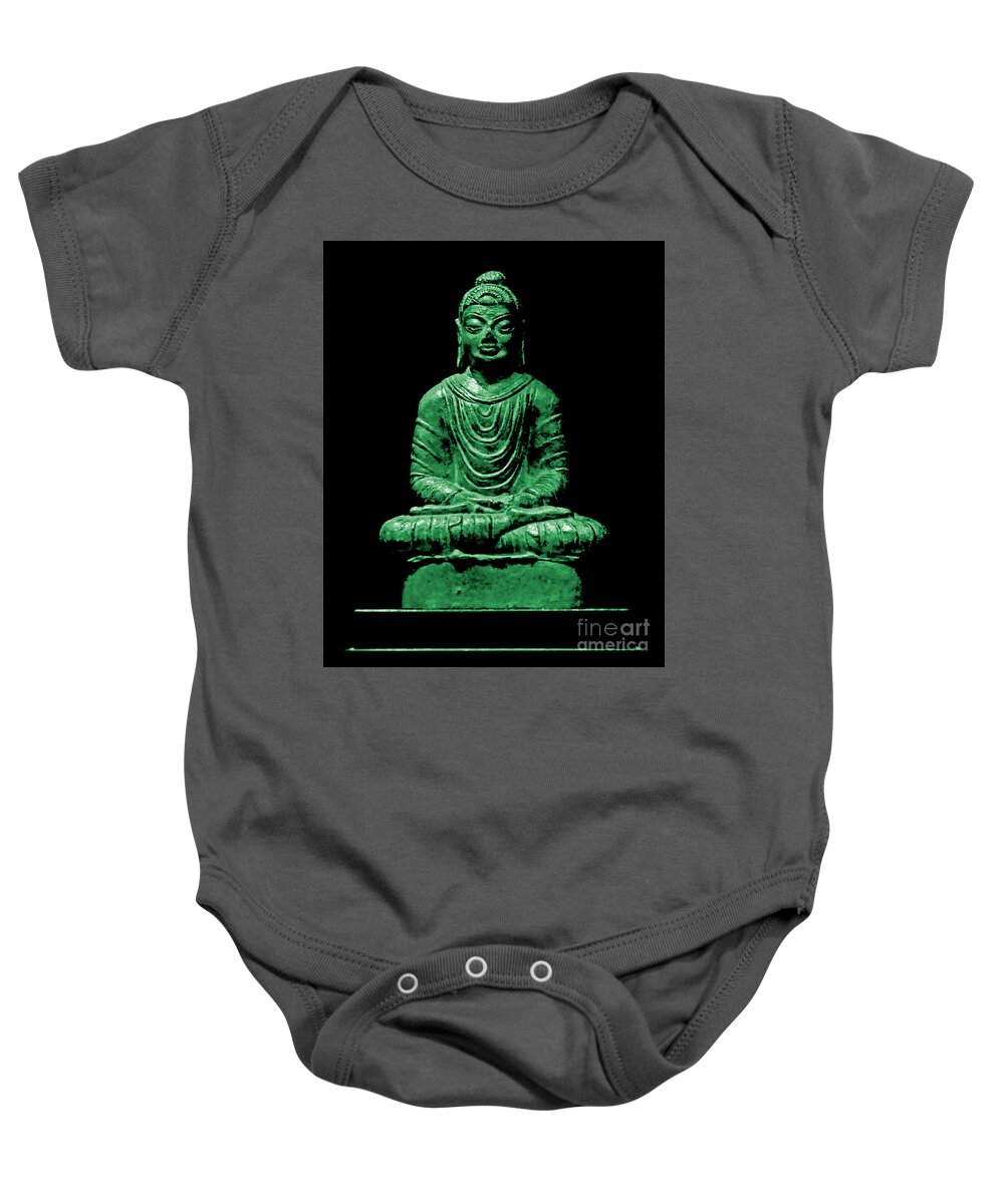 Buddha Baby Onesie featuring the photograph Buddha Green by Marisol VB