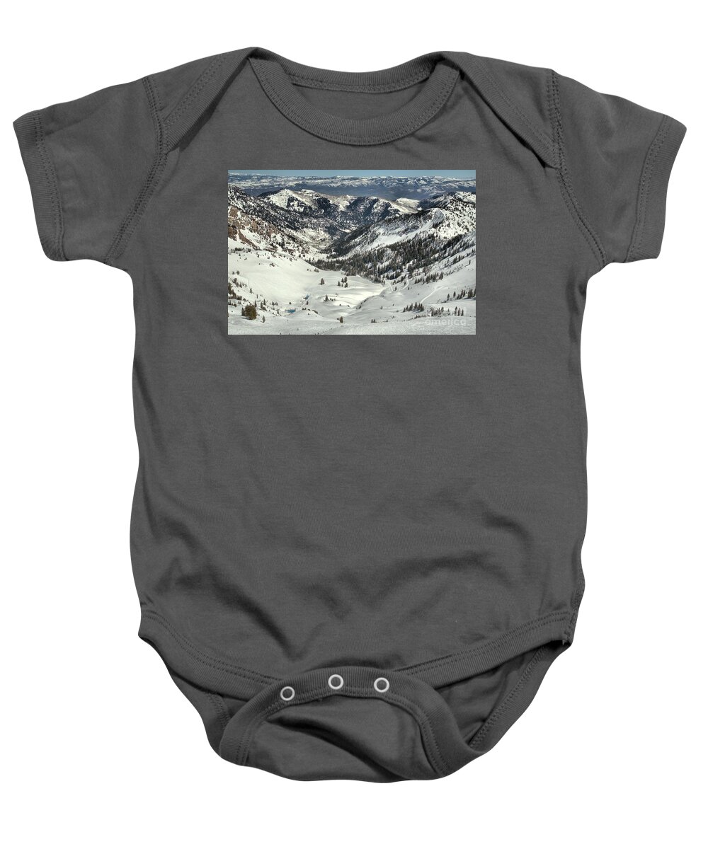 Snowbird Baby Onesie featuring the photograph Bumps In Mineral Basin by Adam Jewell