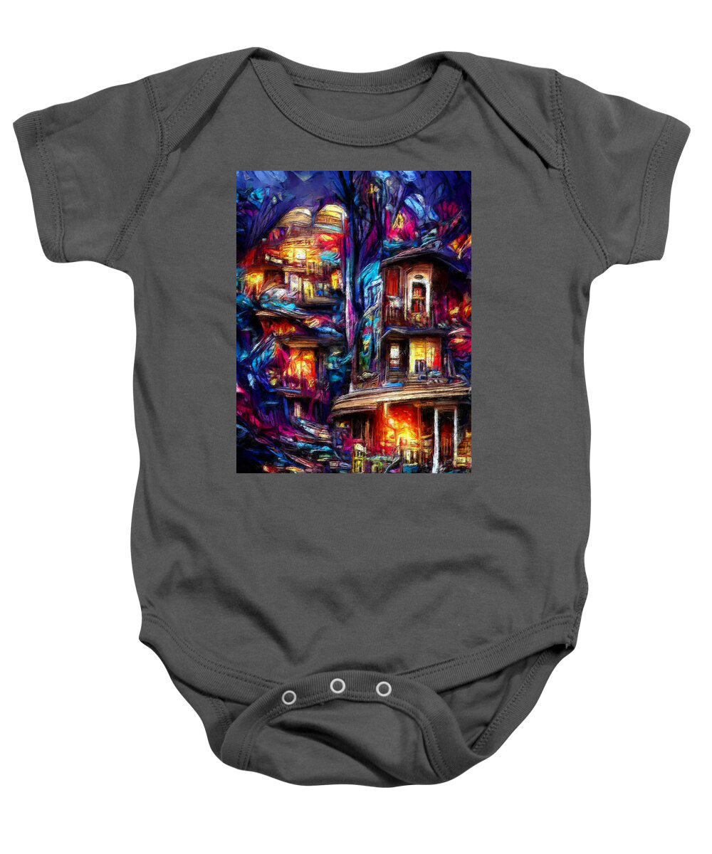  Baby Onesie featuring the digital art Burning Down the House by Rein Nomm
