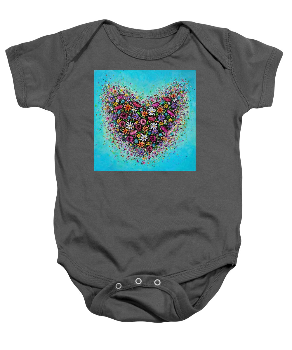 Heart Baby Onesie featuring the painting Bursting with Love by Amanda Dagg