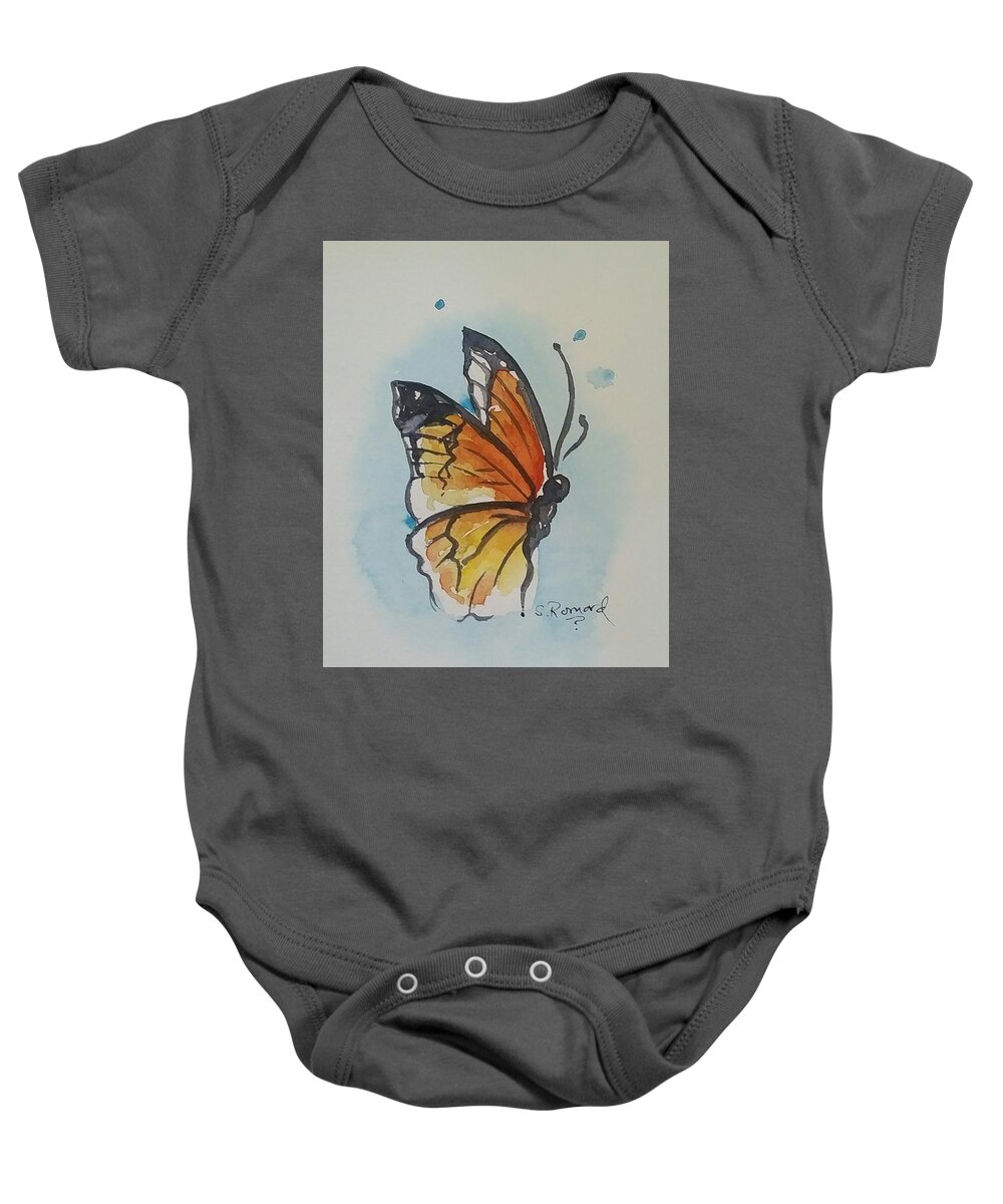  Baby Onesie featuring the painting Butterfly by Sheila Romard