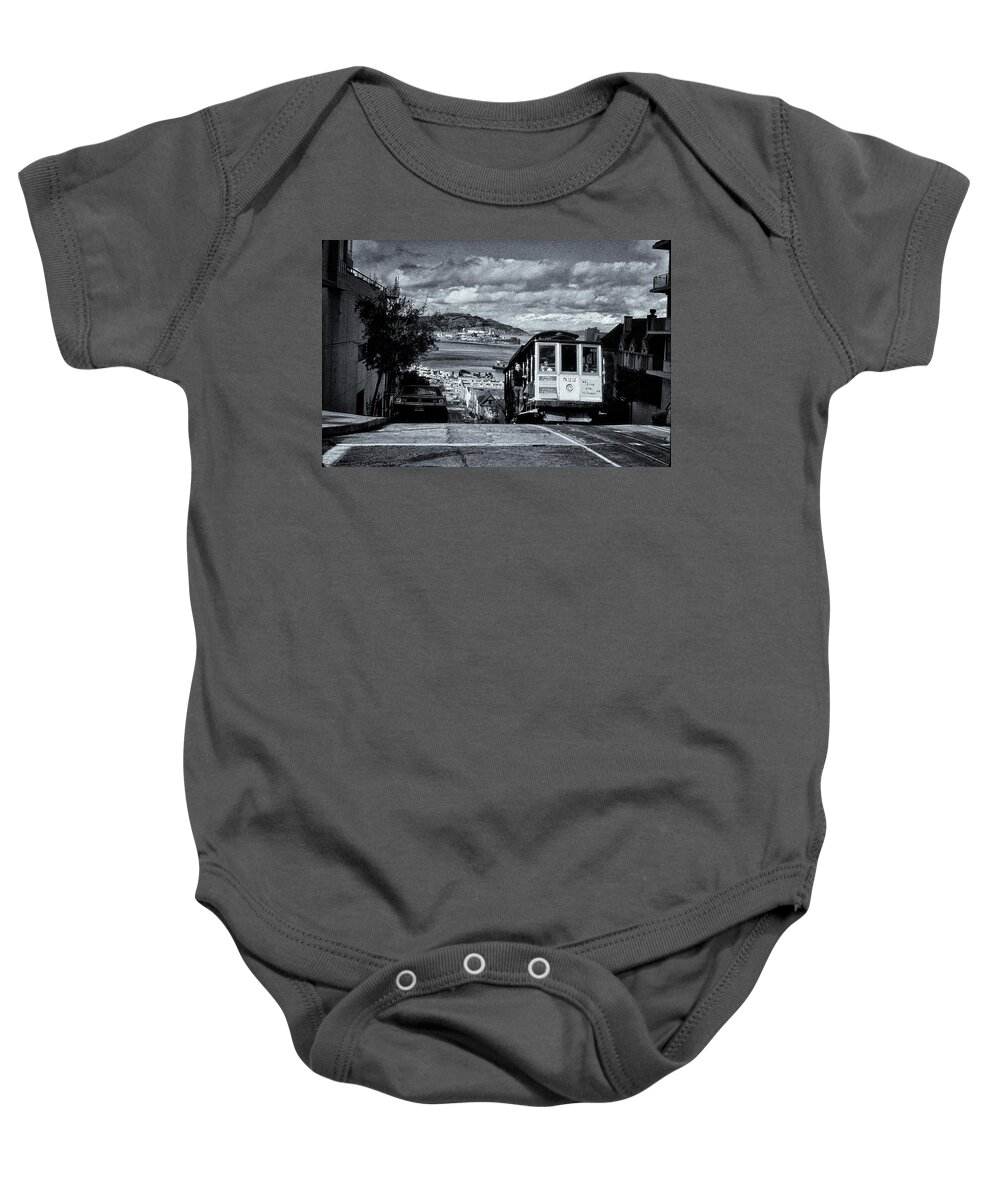 The Buena Vista Baby Onesie featuring the photograph Cable Car by Tom Singleton